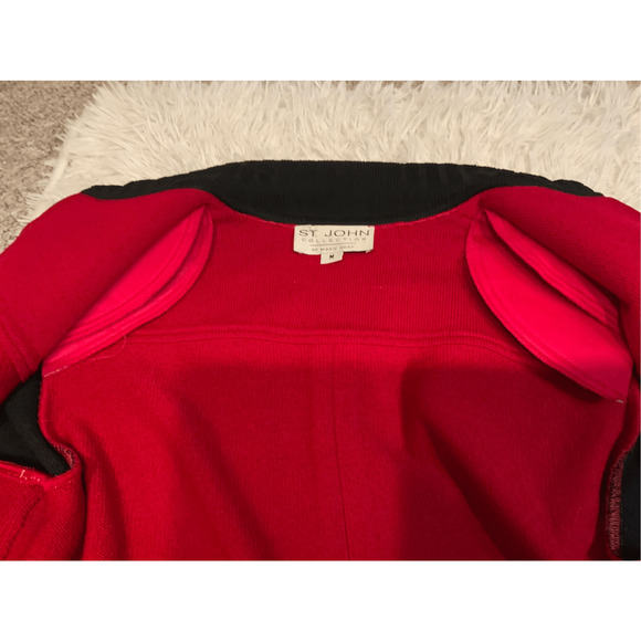St. John Knit Jacket Red Black - Picture 7 of 10